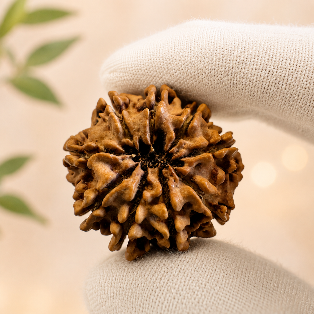 Antique 9 Mukhi Rudraksha with 9 Internal Seeds | Nepal Origin- 27.43 MM | 4.28 Gms