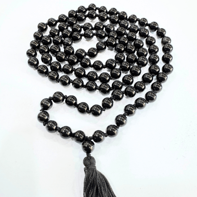 Agate (Hakik) Mala - Black - Himalaya Rudraksha Anusandhan Kendra