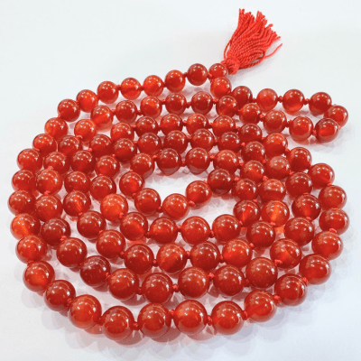 Agate (Hakik) Mala - Red - Himalaya Rudraksha Anusandhan Kendra