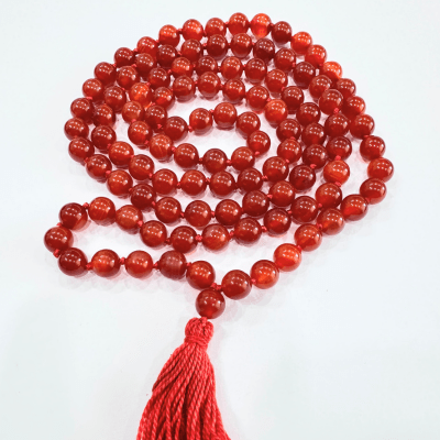 Agate (Hakik) Mala - Red - Himalaya Rudraksha Anusandhan Kendra