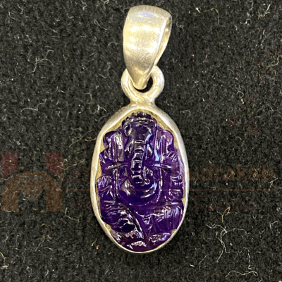Amethyst Ganesh Silver Pendant - Himalaya Rudraksha Anusandhan Kendra