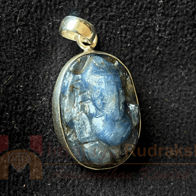 Bue Sapphire Ganesh Silver Pendant - Himalaya Rudraksha Anusandhan Kendra