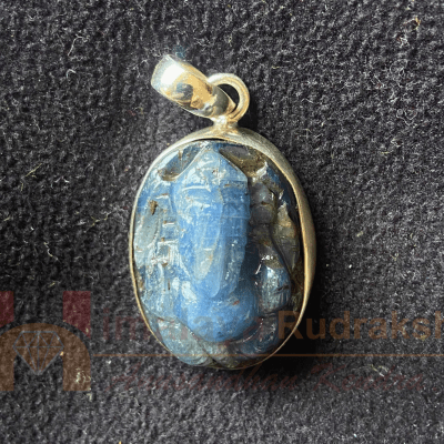 Bue Sapphire Ganesh Silver Pendant - Himalaya Rudraksha Anusandhan Kendra