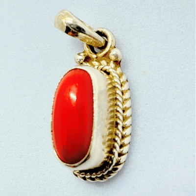 Designer Coral Silver Pendant - Himalaya Rudraksha Anusandhan Kendra