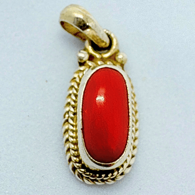 Designer Coral Silver Pendant - Himalaya Rudraksha Anusandhan Kendra