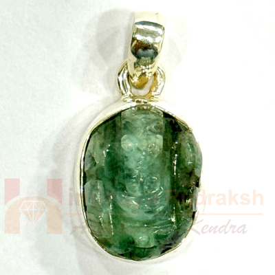 Emerald Ganesh Silver Pendant - Himalaya Rudraksha Anusandhan Kendra