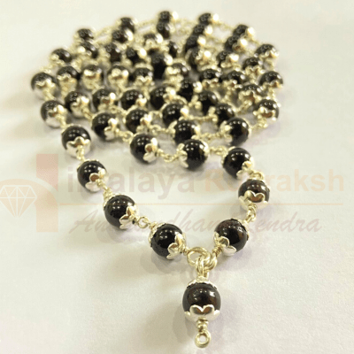Gomedh Stone Mala In Silver - Himalaya Rudraksha Anusandhan Kendra