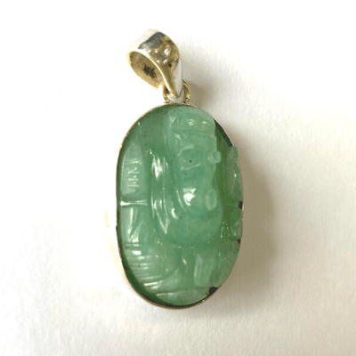 Green Jade Ganesh Silver Pendant - Himalaya Rudraksha Anusandhan Kendra