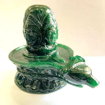 Green Jade Stone Panchmukhi Shivling - (1.218 kg) - Himalaya Rudraksha Anusandhan Kendra