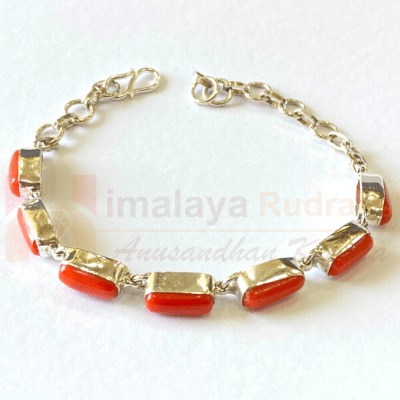 Italian Moonga (coral) Bracelet In Silver - Himalaya Rudraksha Anusandhan Kendra