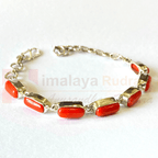 Italian Moonga (coral) Bracelet In Silver - Himalaya Rudraksha Anusandhan Kendra