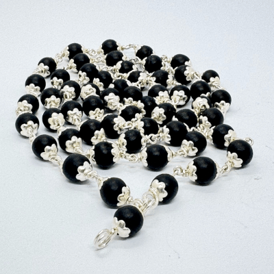 Karungali Mala in Silver chain (ebony wood | 54+1 Beads) - Himalaya Rudraksha Anusandhan Kendra