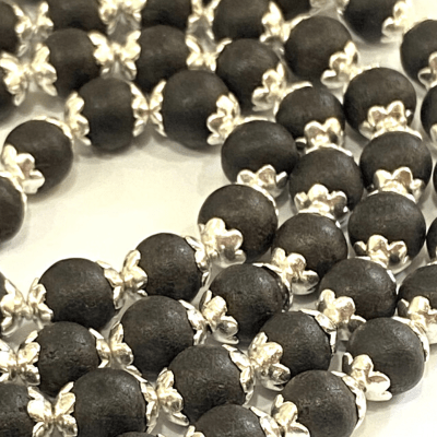 Karungali Mala in Silver (ebony wood | 108+1 Beads) - Himalaya Rudraksha Anusandhan Kendra