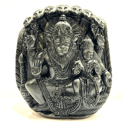 Lakshmi Narsima Carved Shaligram - 617 grams - Himalaya Rudraksha Anusandhan Kendra