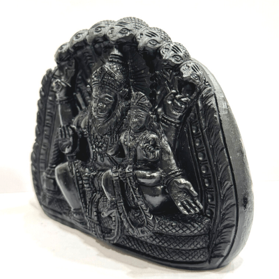 Lakshmi Narsima Carved Shaligram - 640 grams - Himalaya Rudraksha Anusandhan Kendra