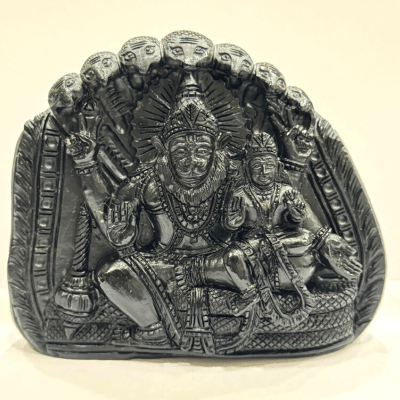 Lakshmi Narsima Carved Shaligram - 640 grams - Himalaya Rudraksha Anusandhan Kendra