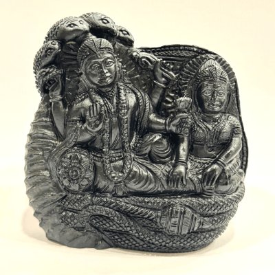 Lakshmi Vishnu Carved Shaligram - 498 Grams - Himalaya Rudraksha Anusandhan Kendra