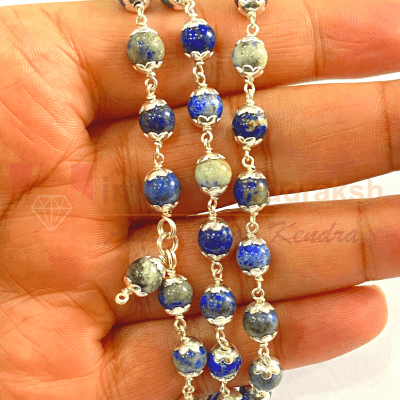 Lapis Lazuli Mala In Silver - Himalaya Rudraksha Anusandhan Kendra