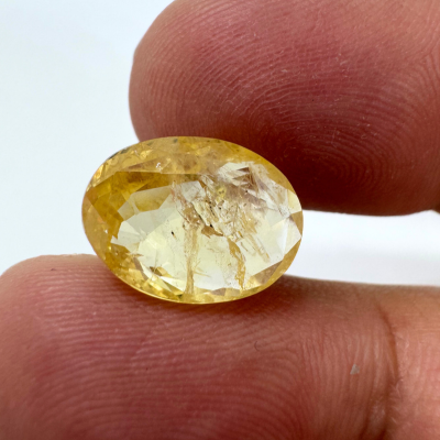Yellow Sapphire (Pukhraj- 6.10 cts) - Ceylonese - Himalaya Rudraksha Anusandhan Kendra