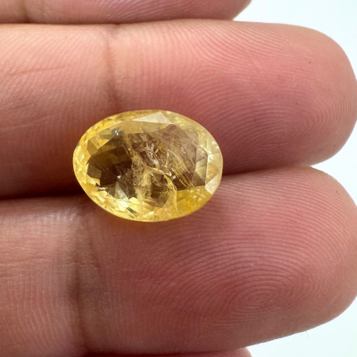Yellow Sapphire (Pukhraj- 6.10 cts) - Ceylonese - Himalaya Rudraksha Anusandhan Kendra