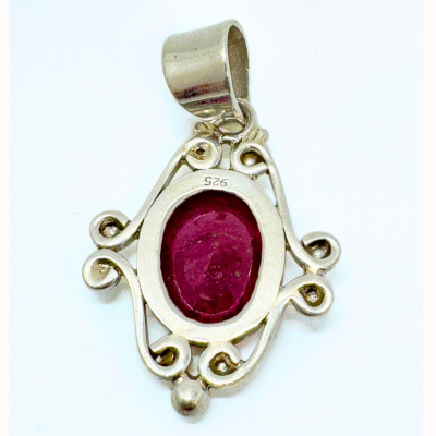 Ruby Designer Silver Pendant - Himalaya Rudraksha Anusandhan Kendra