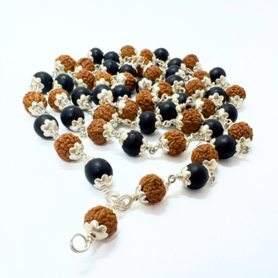 rudraksha karungali mala in silver
