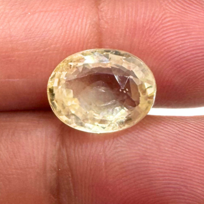 Yellow Sapphire (Pukhraj- 7.20 cts) - Ceylonese (Super Premium) - Himalaya Rudraksha Anusandhan Kendra