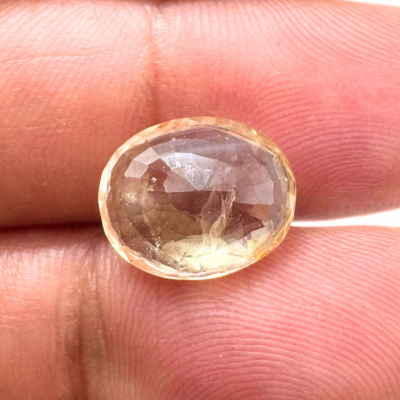 Yellow Sapphire (Pukhraj- 6.38 cts) - Ceylonese |Super Premium - Himalaya Rudraksha Anusandhan Kendra