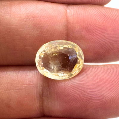 Yellow Sapphire (Pukhraj- 6.38 cts) - Ceylonese |Super Premium - Himalaya Rudraksha Anusandhan Kendra