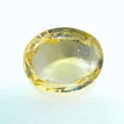 Yellow Sapphire (Pukhraj- 6.38 cts) - Ceylonese |Super Premium - Himalaya Rudraksha Anusandhan Kendra