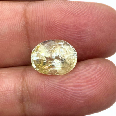 Yellow Sapphire (Pukhraj- 6.60 cts) - Ceylonese |Super Premium - Himalaya Rudraksha Anusandhan Kendra