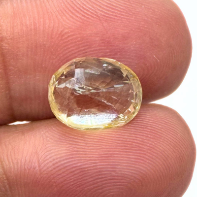 Yellow Sapphire (Pukhraj- 6.60 cts) - Ceylonese |Super Premium - Himalaya Rudraksha Anusandhan Kendra