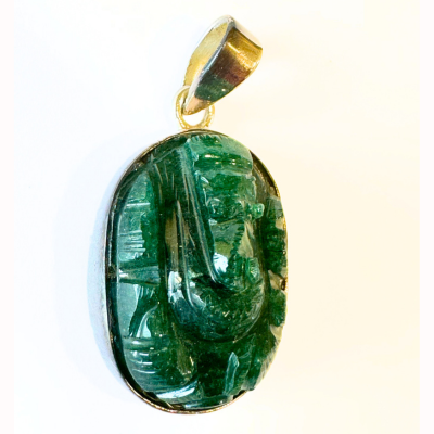green jade silver pendant