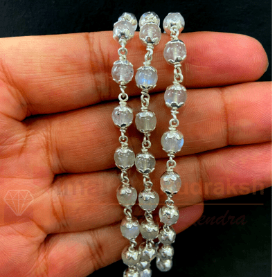 Moonstone Mala In Silver - Himalaya Rudraksha Anusandhan Kendra