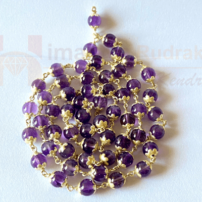Natural Amethyst Silver Mala (54 + 1 Beads) - Himalaya Rudraksha Anusandhan Kendra