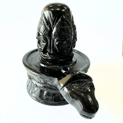 Natural Black Agate Panchmukhi Shivling (1.084 Kg) - Himalaya Rudraksha Anusandhan Kendra