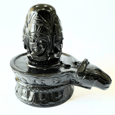 Natural Black Agate Panchmukhi Shivling (1.084 Kg) - Himalaya Rudraksha Anusandhan Kendra