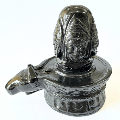 Natural Black Agate Panchmukhi Shivling (1.425 Kg) - Himalaya Rudraksha Anusandhan Kendra