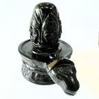 Natural Black Agate Panchmukhi Shivling (1.425 Kg) - Himalaya Rudraksha Anusandhan Kendra