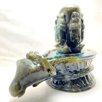 Natural Labrodorite Stone Shivling (2.880 kg) - Himalaya Rudraksha Anusandhan Kendra