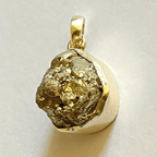 Pyrite Stone Silver Pendant - Himalaya Rudraksha Anusandhan Kendra