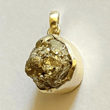 Pyrite Stone Silver Pendant - Himalaya Rudraksha Anusandhan Kendra