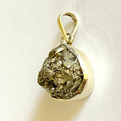 Pyrite Stone Silver Pendant - Himalaya Rudraksha Anusandhan Kendra
