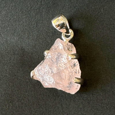 Rose Quartz Silver Pendant - Himalaya Rudraksha Anusandhan Kendra