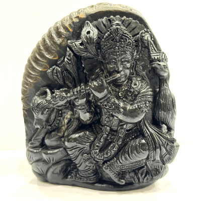 Shree Krishna Carved Shaligram - 675 Grams - Himalaya Rudraksha Anusandhan Kendra
