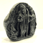 Shree Ram Darbar Carved Shaligram - 528 grams - Himalaya Rudraksha Anusandhan Kendra