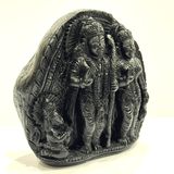 Shree Ram Darbar Carved Shaligram - 528 grams - Himalaya Rudraksha Anusandhan Kendra