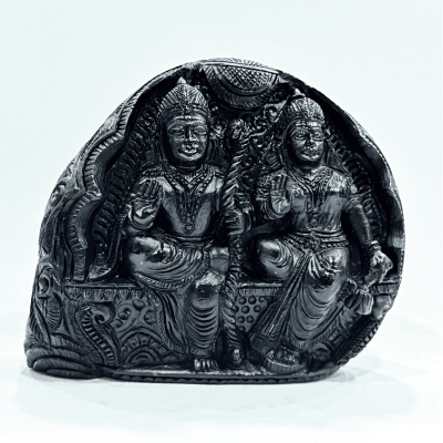 Siya Ram Carved Shaligram - 464 Grams - Himalaya Rudraksha Anusandhan Kendra