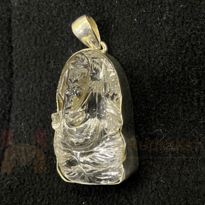 Sphatik Ganesha Pendant In Silver - Himalaya Rudraksha Anusandhan Kendra