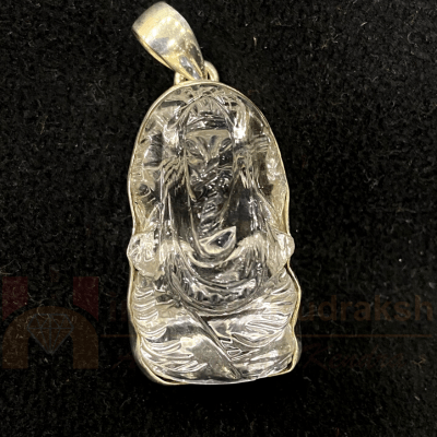Sphatik Ganesha Pendant In Silver - Himalaya Rudraksha Anusandhan Kendra